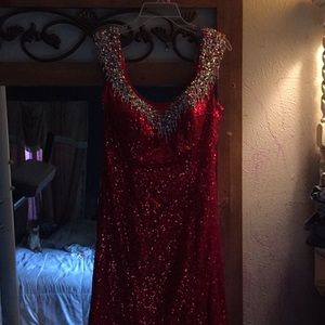 Prom Dress Red and Silver sequence dress